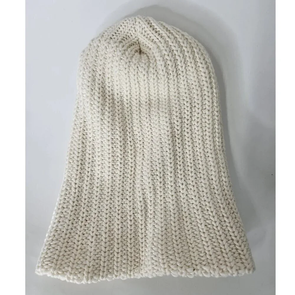 LOVE YOUR MELON One Size Beanie Knit Hat Foldover Patch Logo Cotton Cuffed Beige